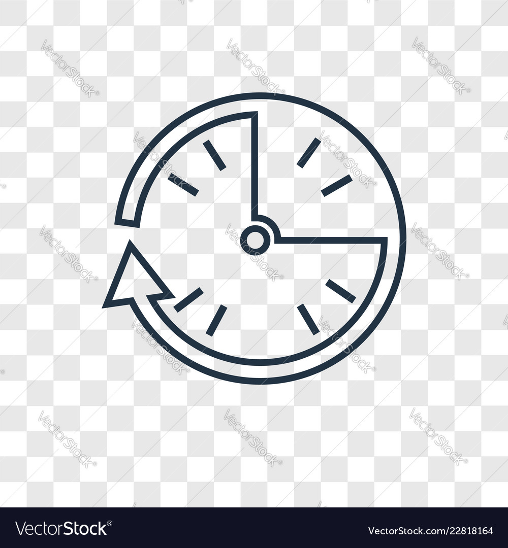 Clock concept linear icon isolated on transparent vector image Clock concept linear icon isolated on transparent
