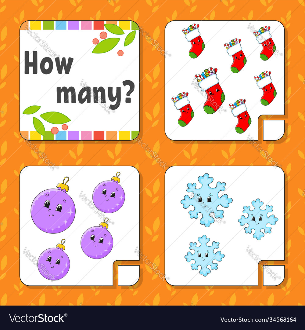 Counting game for children happy characters vector image Counting game for children happy characters