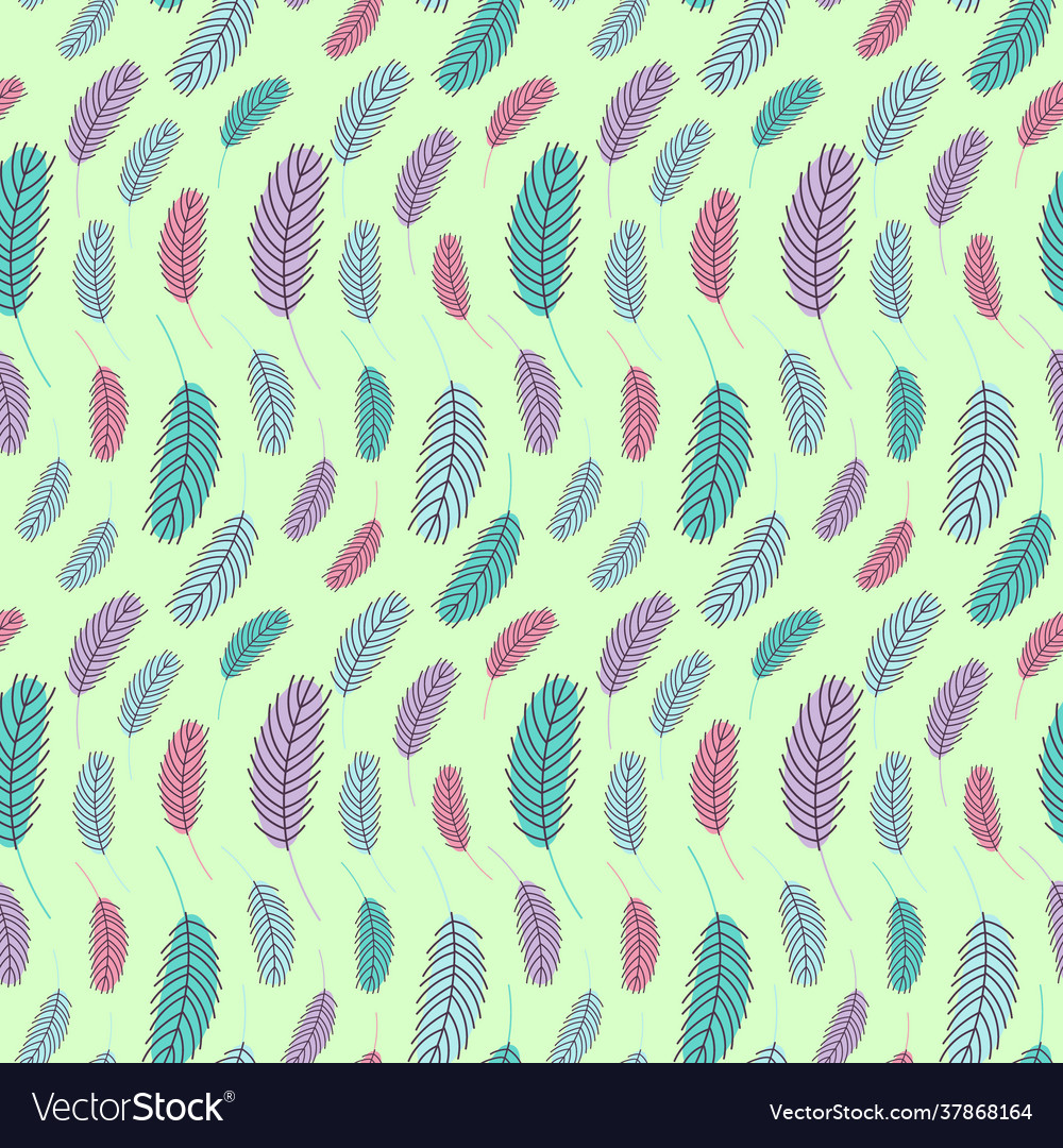 Feathers seamless pattern boho vector image Feathers seamless pattern boho
