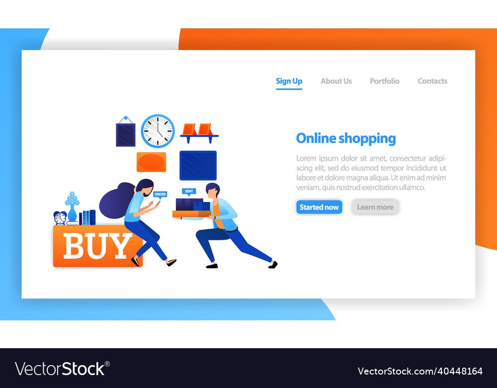 Flat for web banner landing page mobile ui online