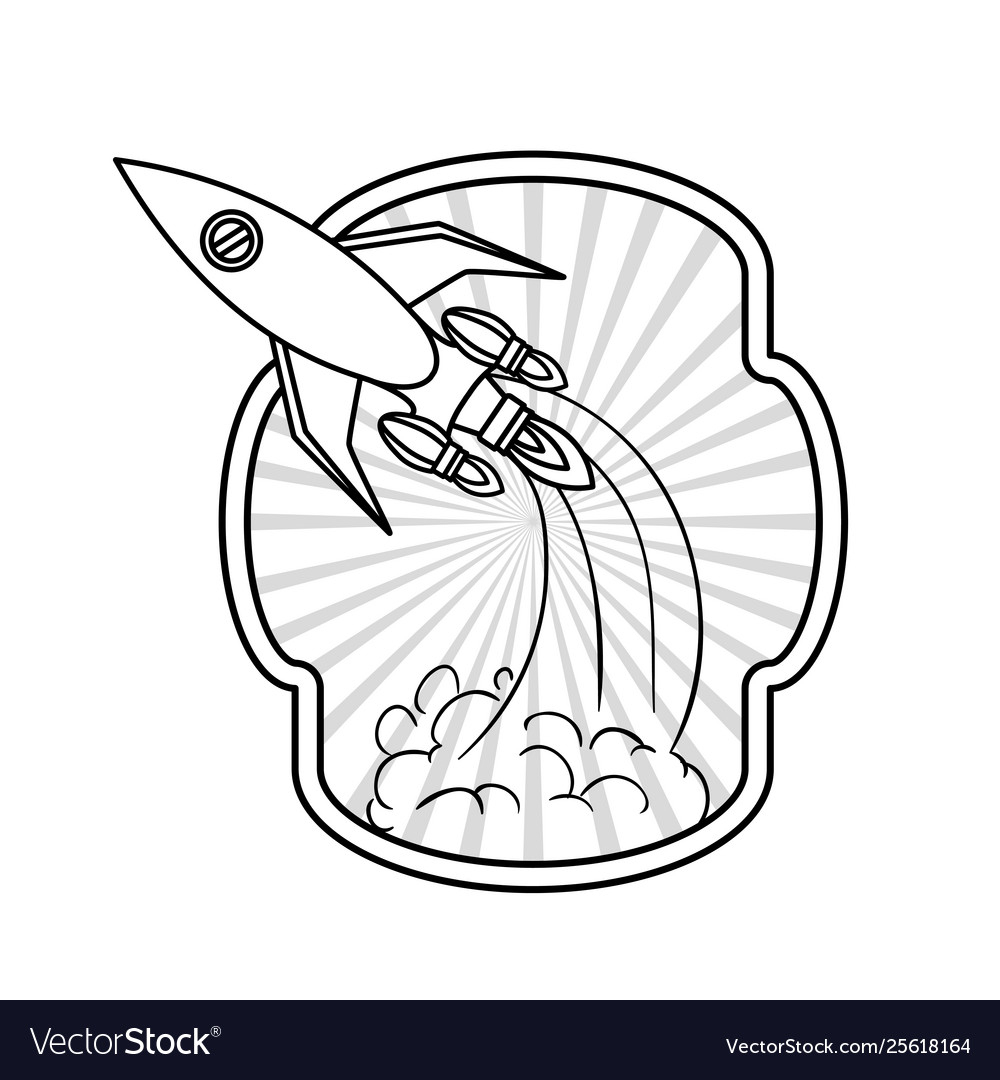 Frame with rocket taking off icon