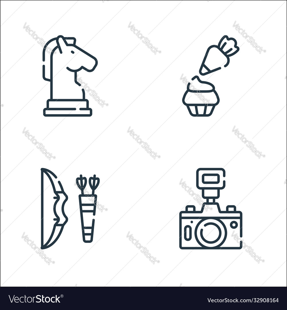 Free time line icons linear set quality