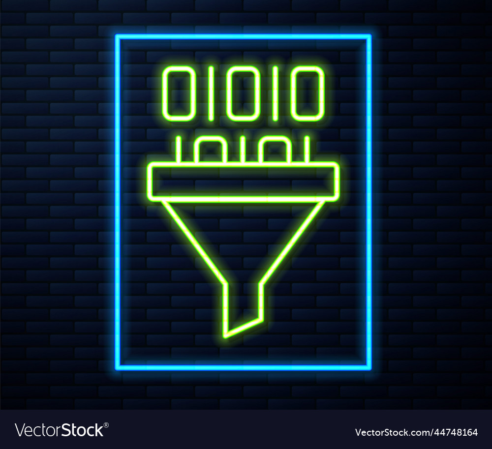 Glowing neon line binary code icon isolated vector image Glowing neon line binary code icon isolated