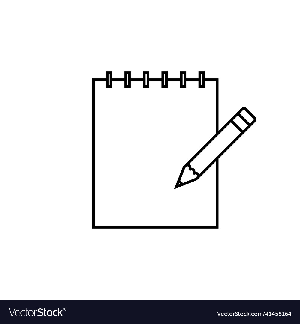 Paper notebook notepad pencil line icon outline vector image Paper notebook notepad pencil line icon outline