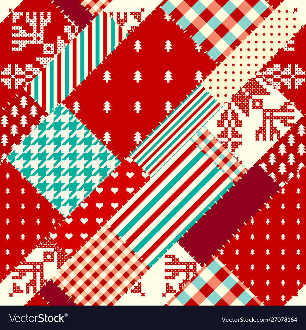 Patchwork textile pattern seamless quilting vector image Patchwork textile pattern seamless quilting