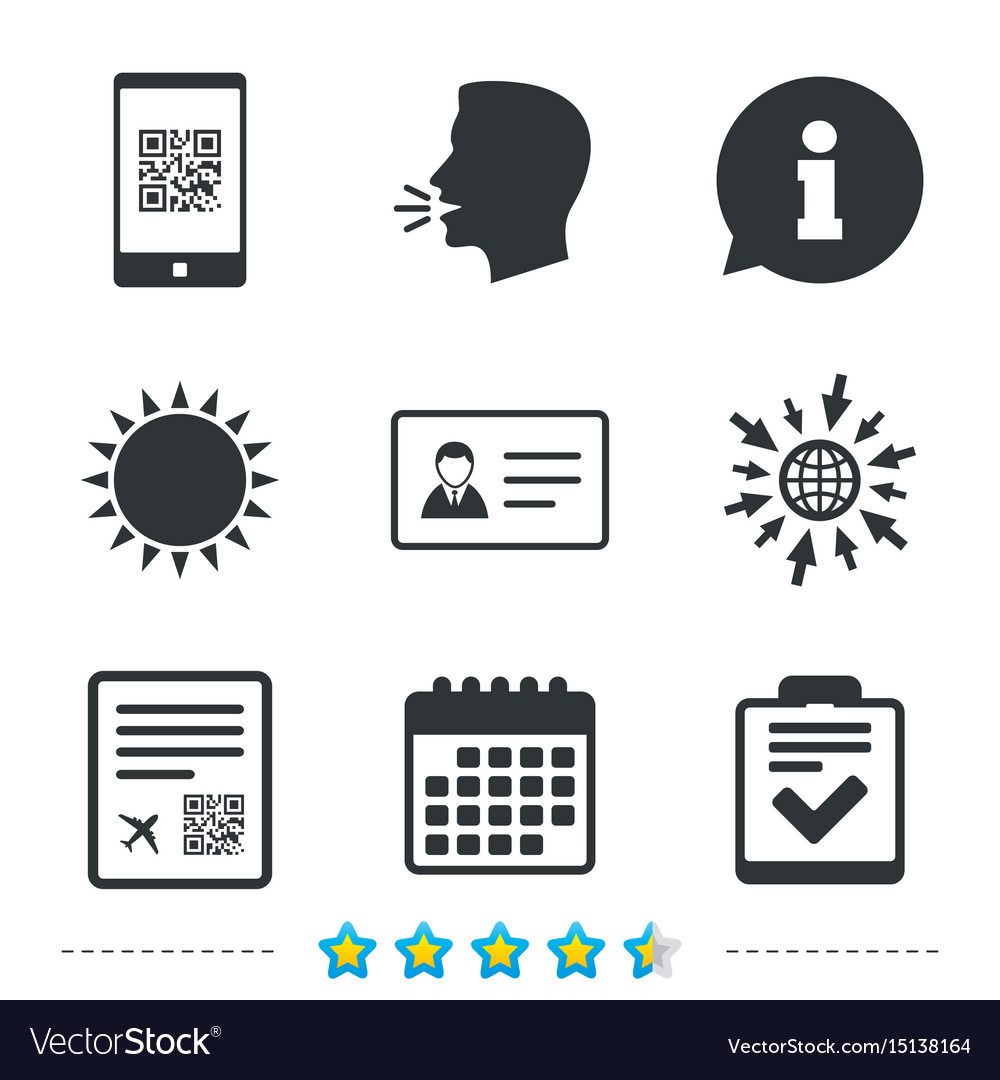 Qr scan code icon boarding pass flight sign