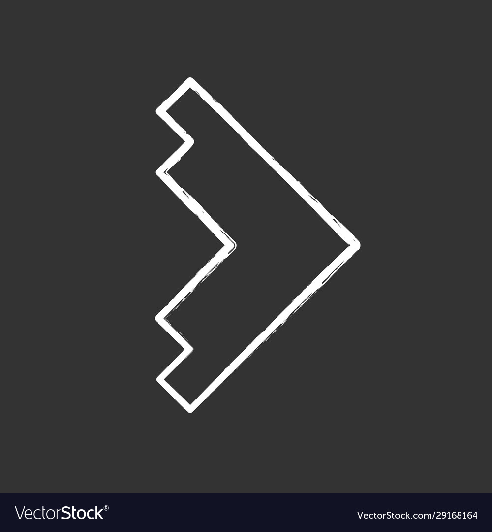 Right arrowhead chalk icon forward triangular vector image Right arrowhead chalk icon forward triangular