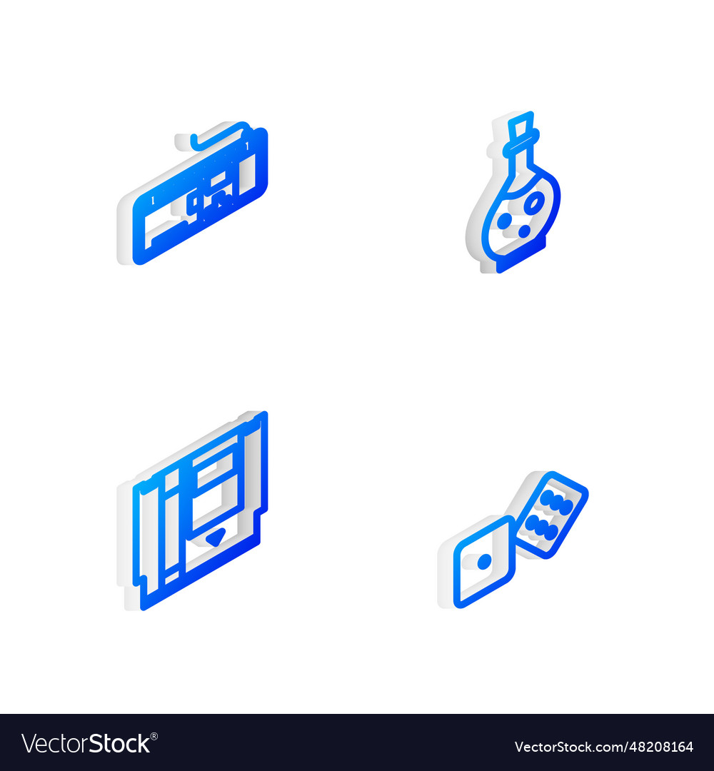 Set isometric line bottle with magic elixir