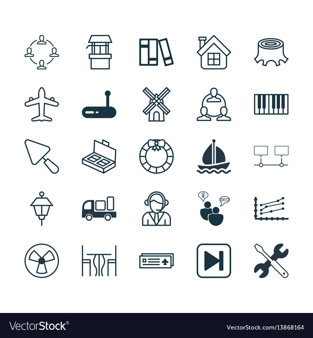 Set of 25 universal editable icons can be used