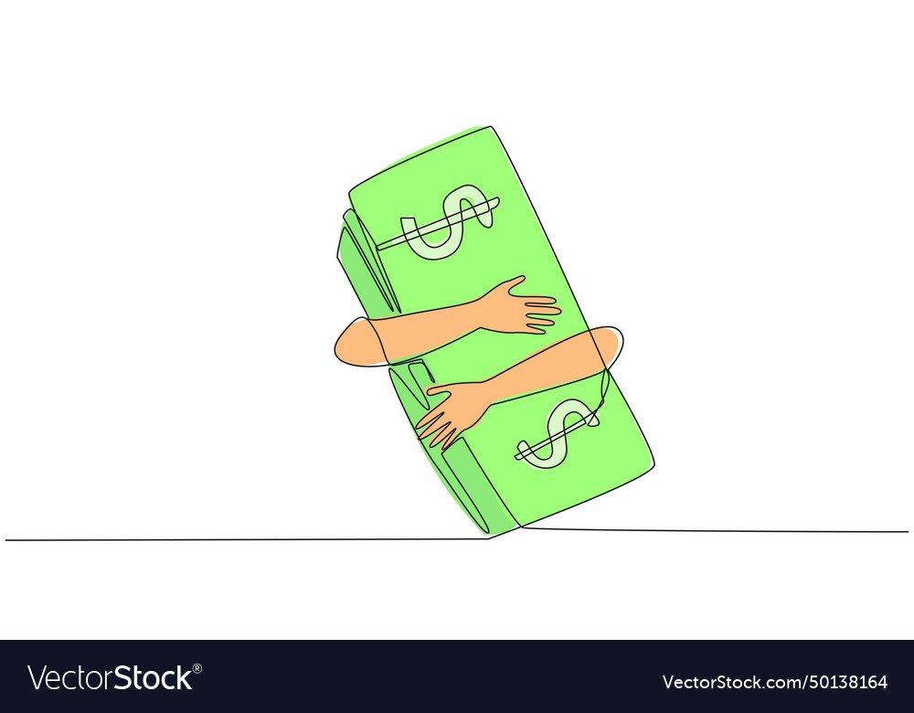 Single continuous line drawing of hands hugging vector image Single continuous line drawing of hands hugging