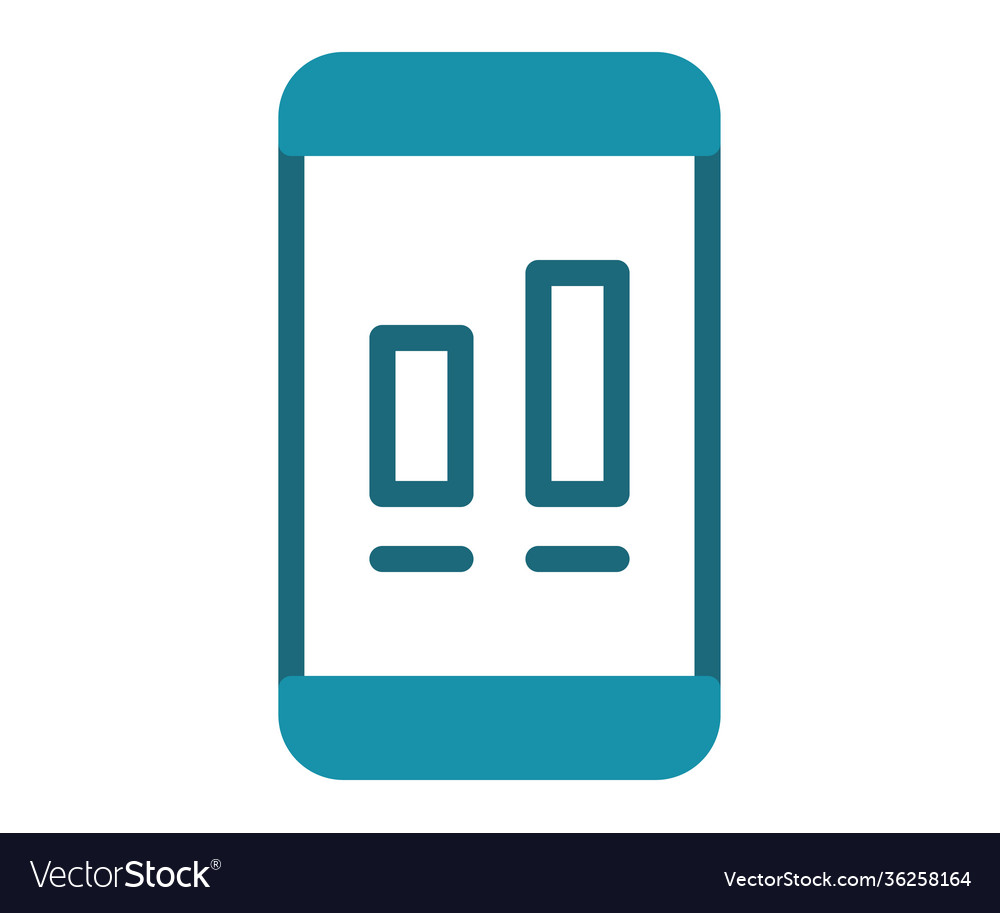 Smartphone statistic chart single isolated icon vector image Smartphone statistic chart single isolated icon