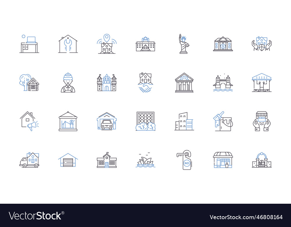 Structure line icons collection framework vector image Structure line icons collection framework