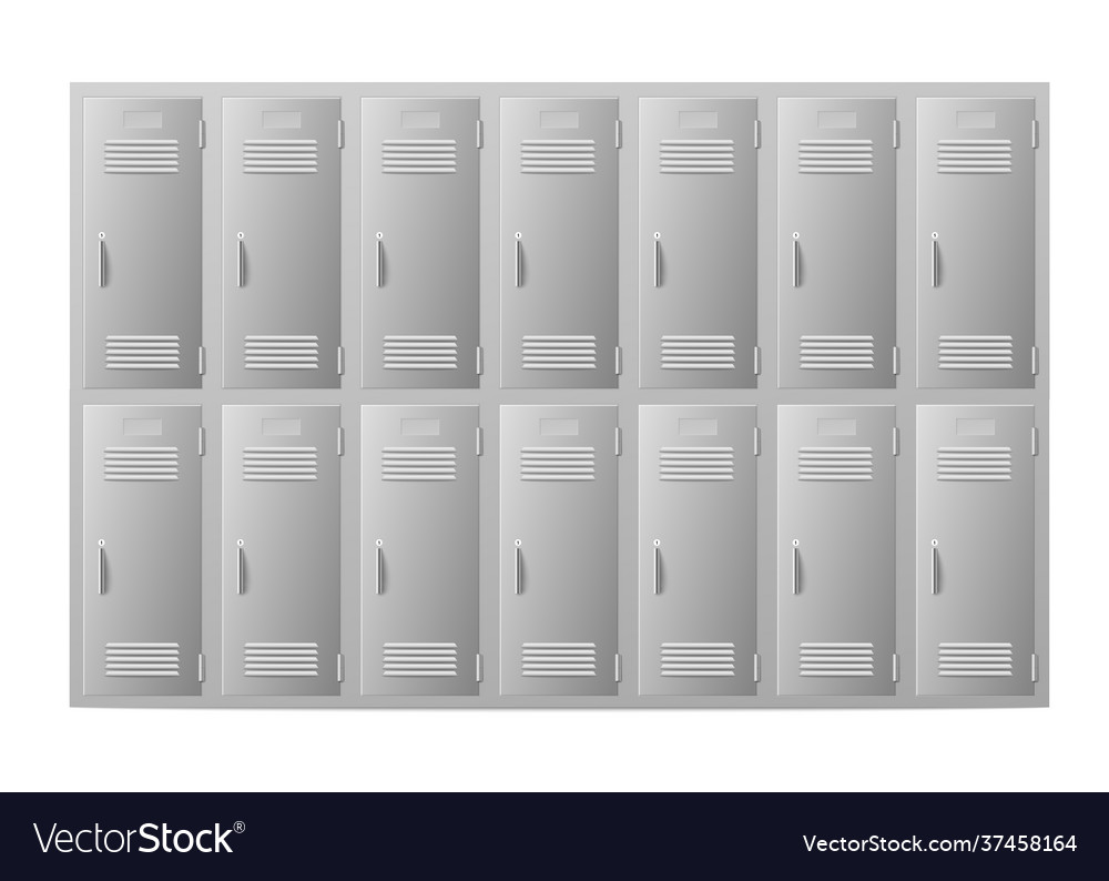 Template school lockers in two rows realistic Vector Image