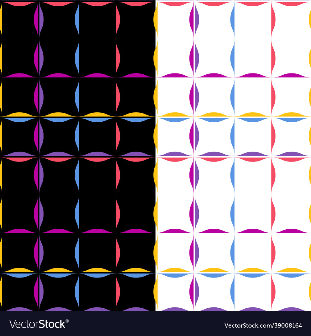 Wavy multicolor check grid seamless pattern vector image Wavy multicolor check grid seamless pattern