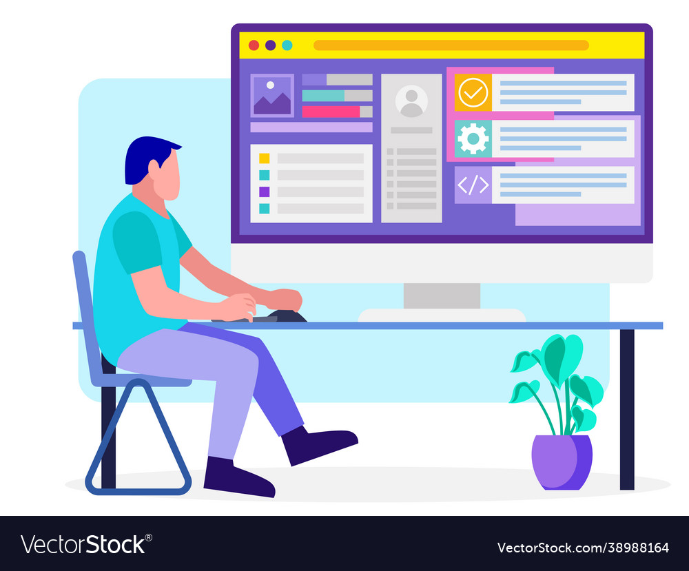 Web developer working on website