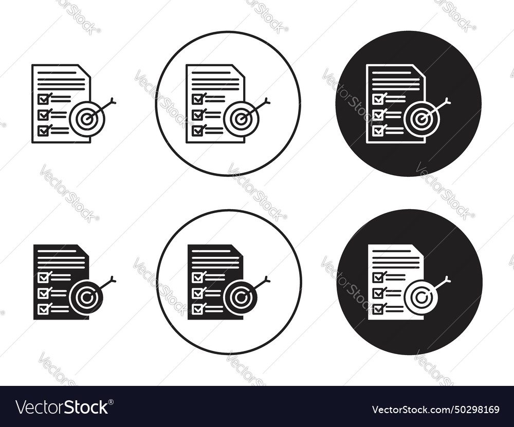 Accomplished goals and objectives icon set focus Vector Image