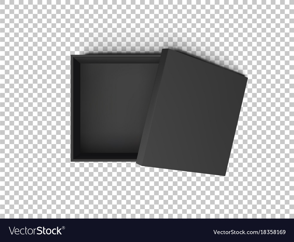 Black open empty squares cardboard box isolated