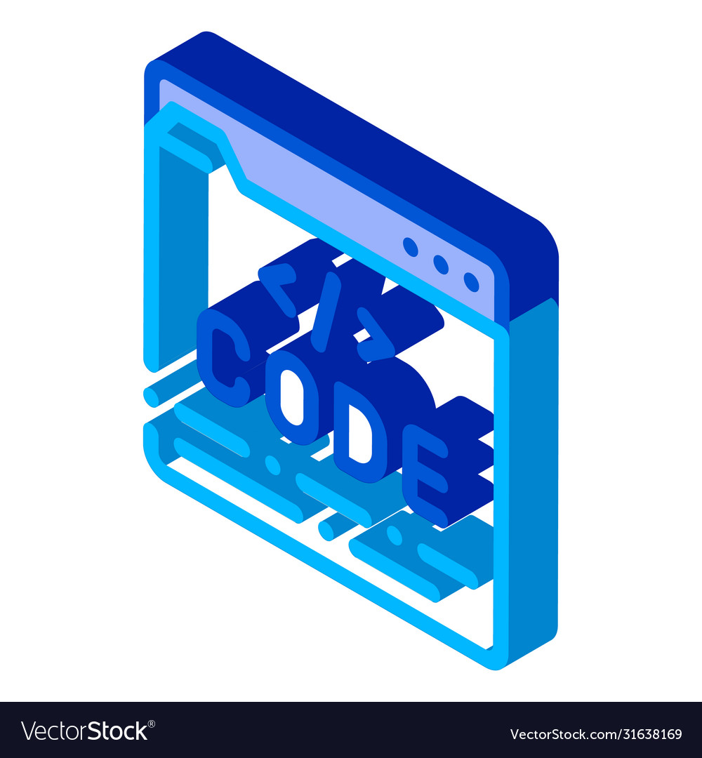 Code file computer system isometric icon vector image Code file computer system isometric icon