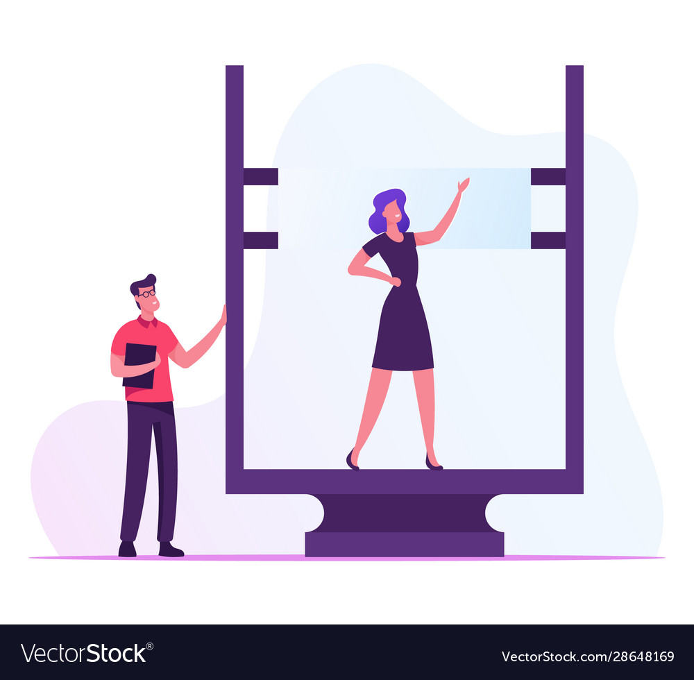 Developer engineer stand at automatic three vector image Developer engineer stand at automatic three