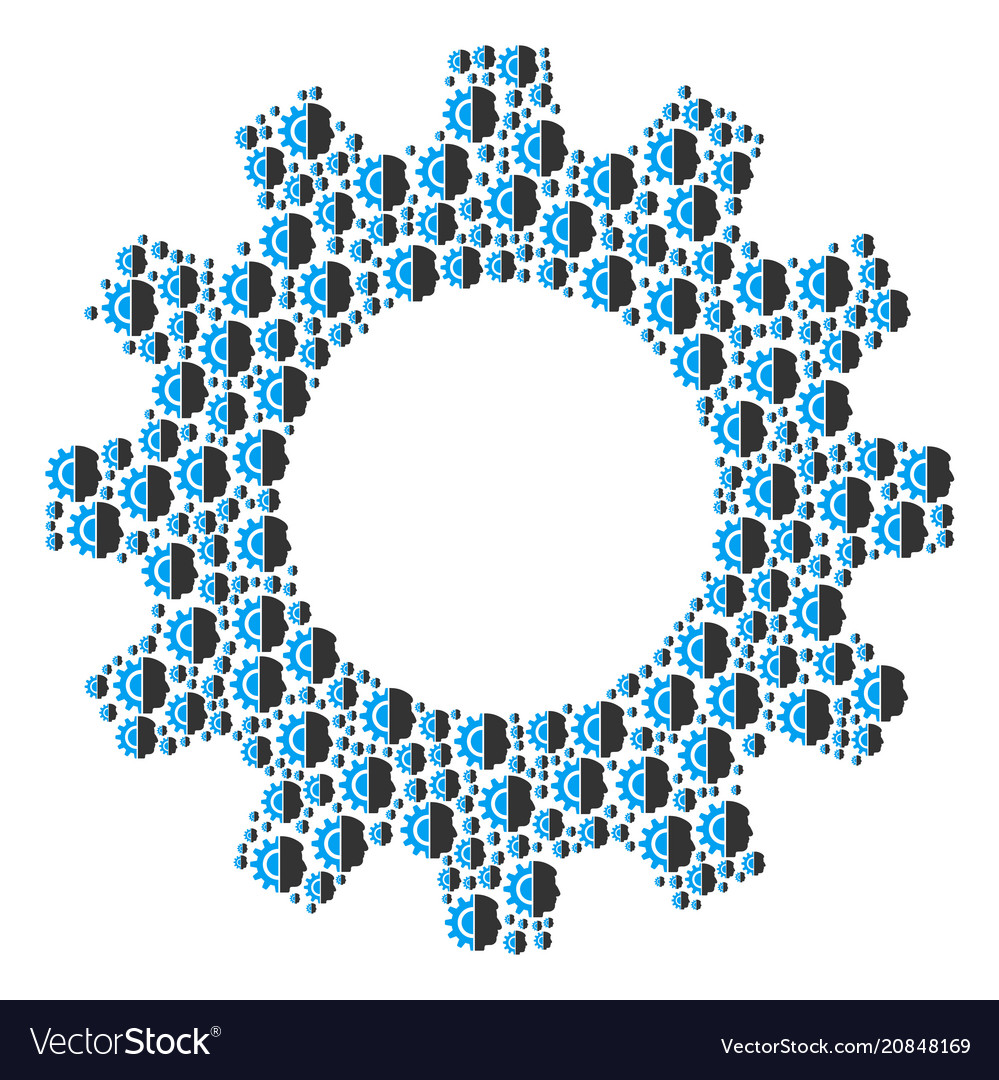 Gear composition of android robotics icons vector image Gear composition of android robotics icons