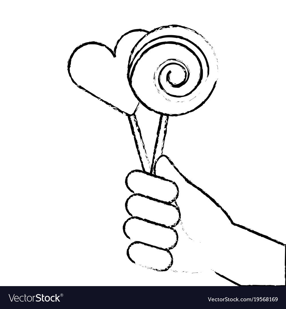 Hand holding lollipop sweet candy