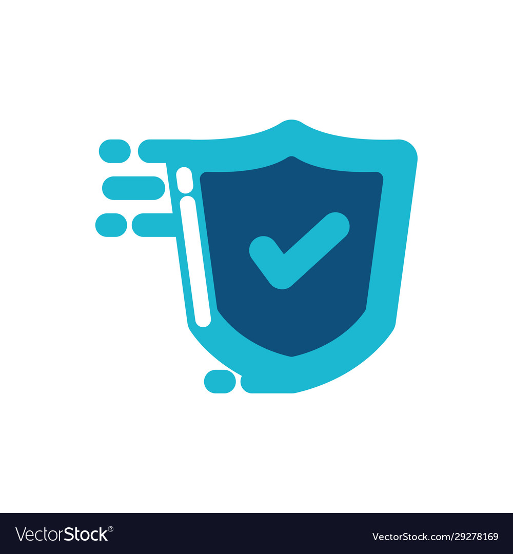 Isolated check mark inside shield design