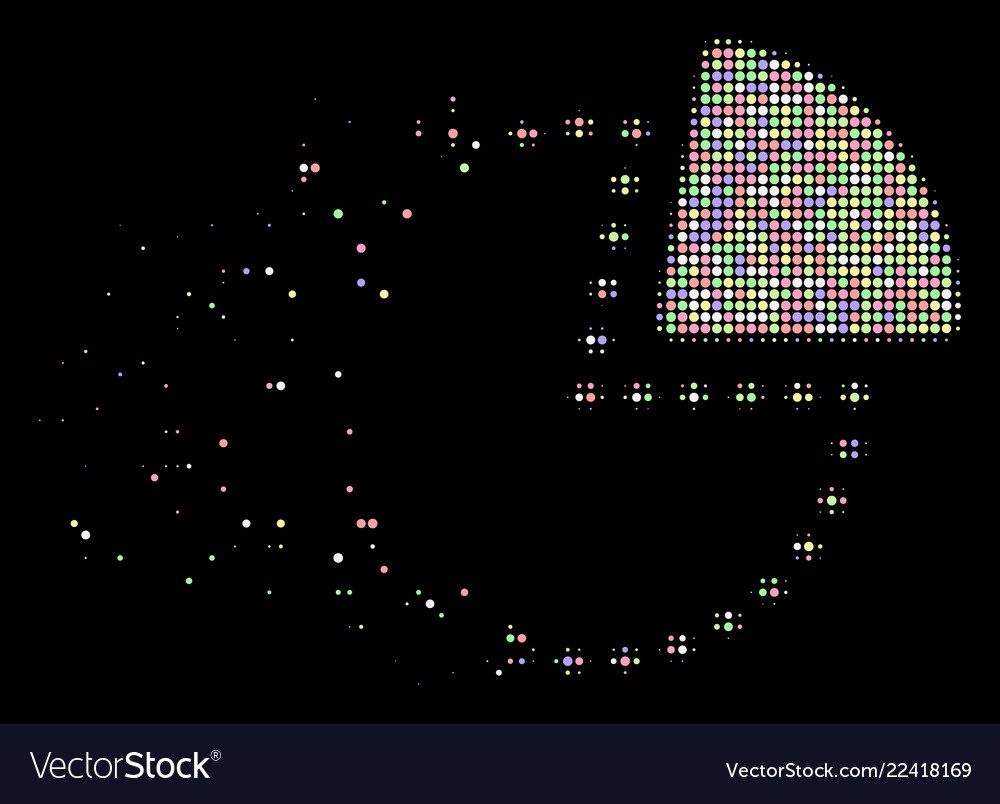 Light disintegrating pixel halftone dotted pie vector image Light disintegrating pixel halftone dotted pie