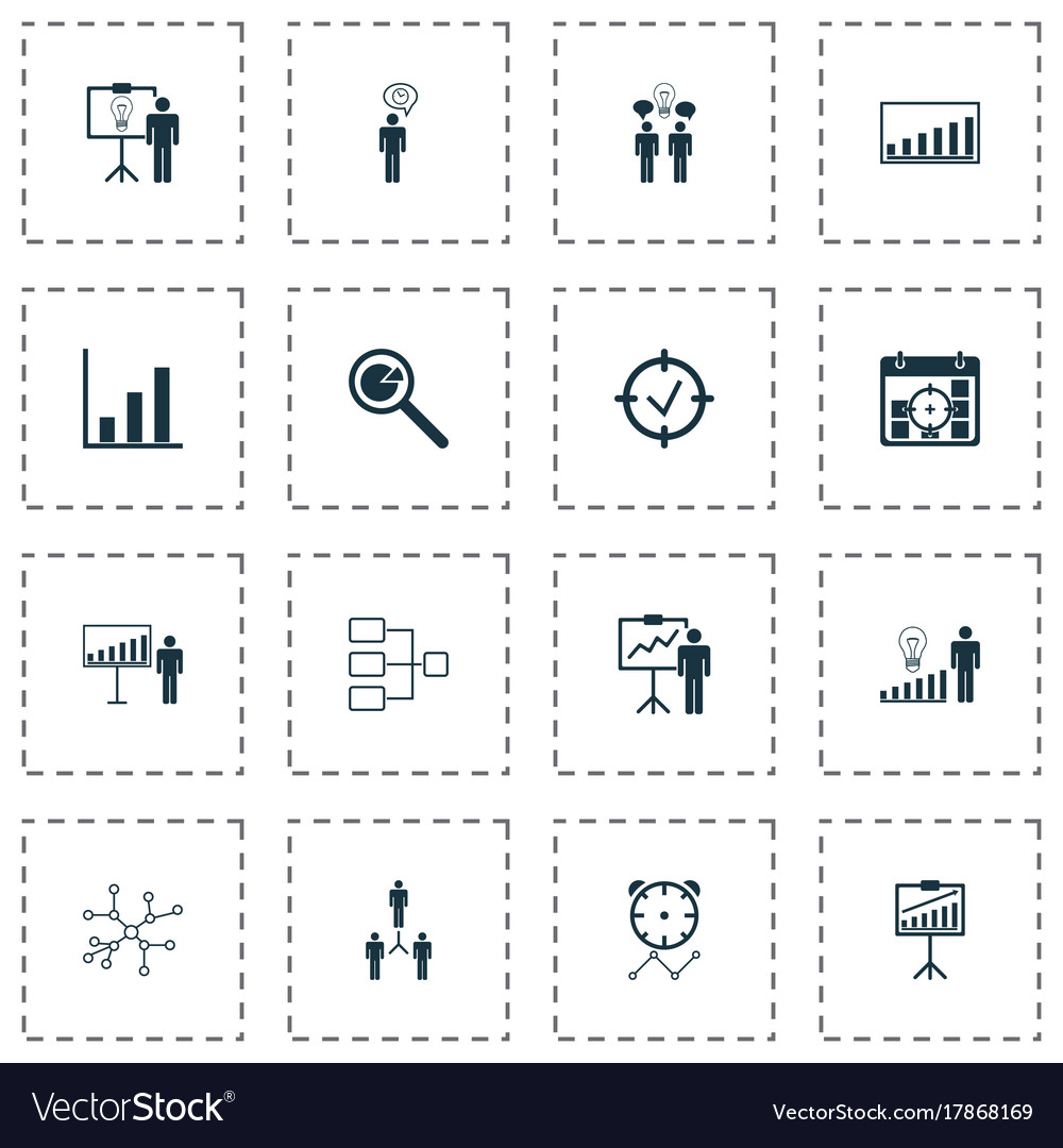 Management icons set collection of project
