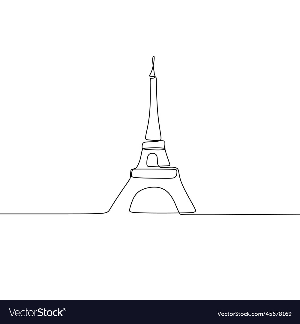Paris eiffel tower icon with continuous line
