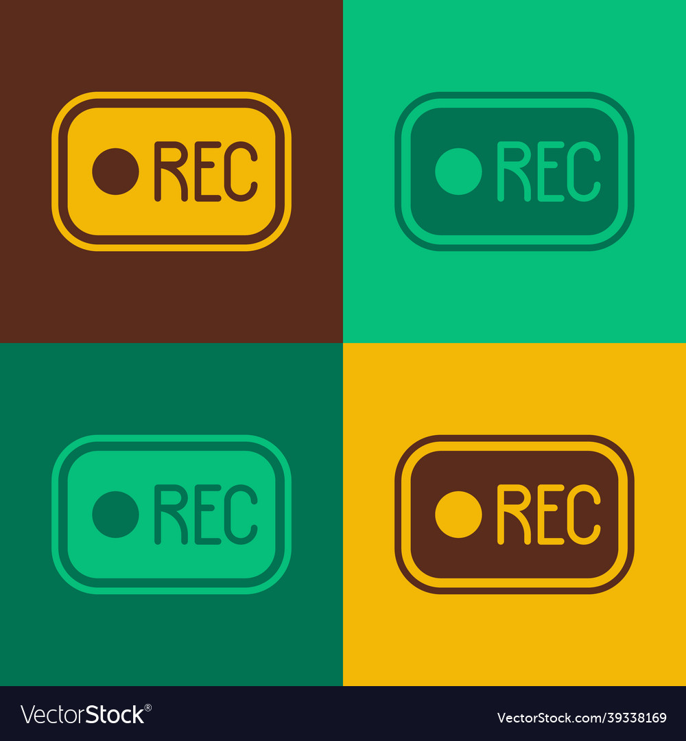 Pop art record button icon isolated on color Vector Image Pop art record button icon isolated on color