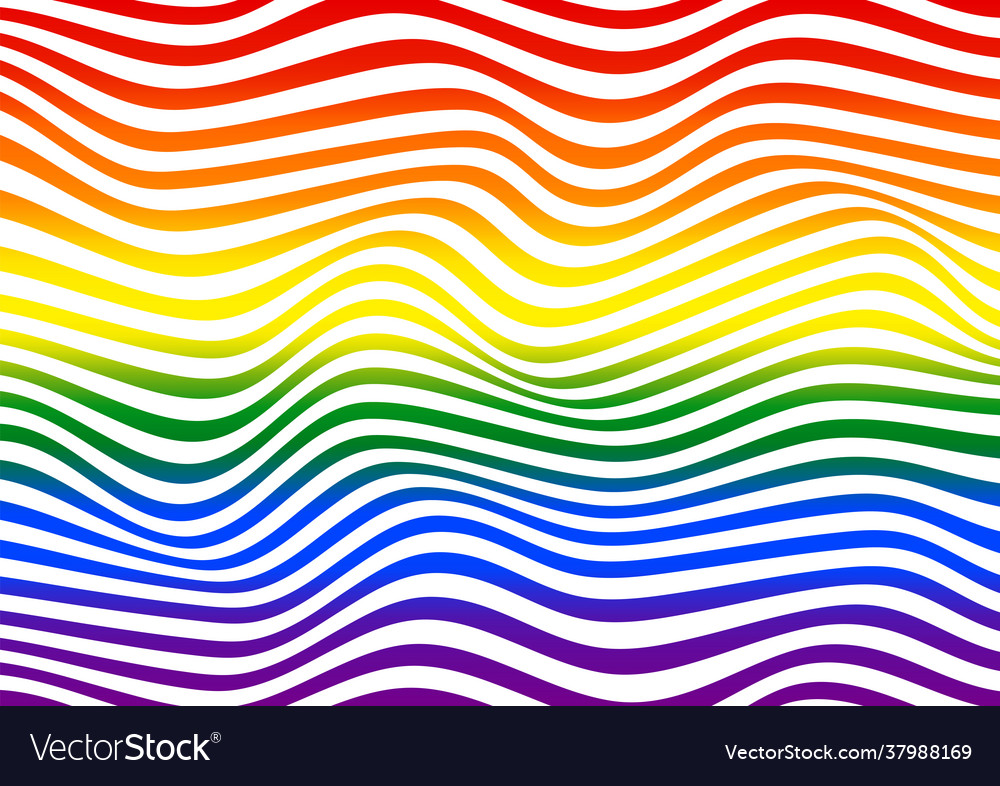 Rainbow pride flag with wavy lines pattern
