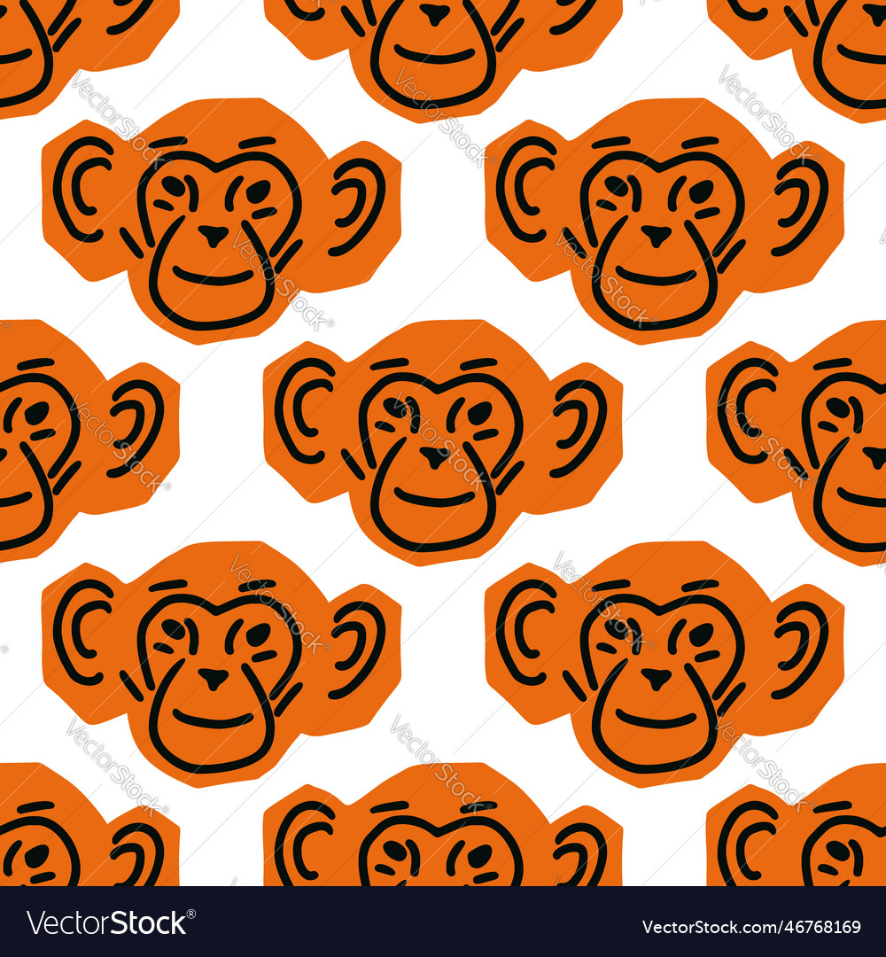 Seamless pattern with monkey head