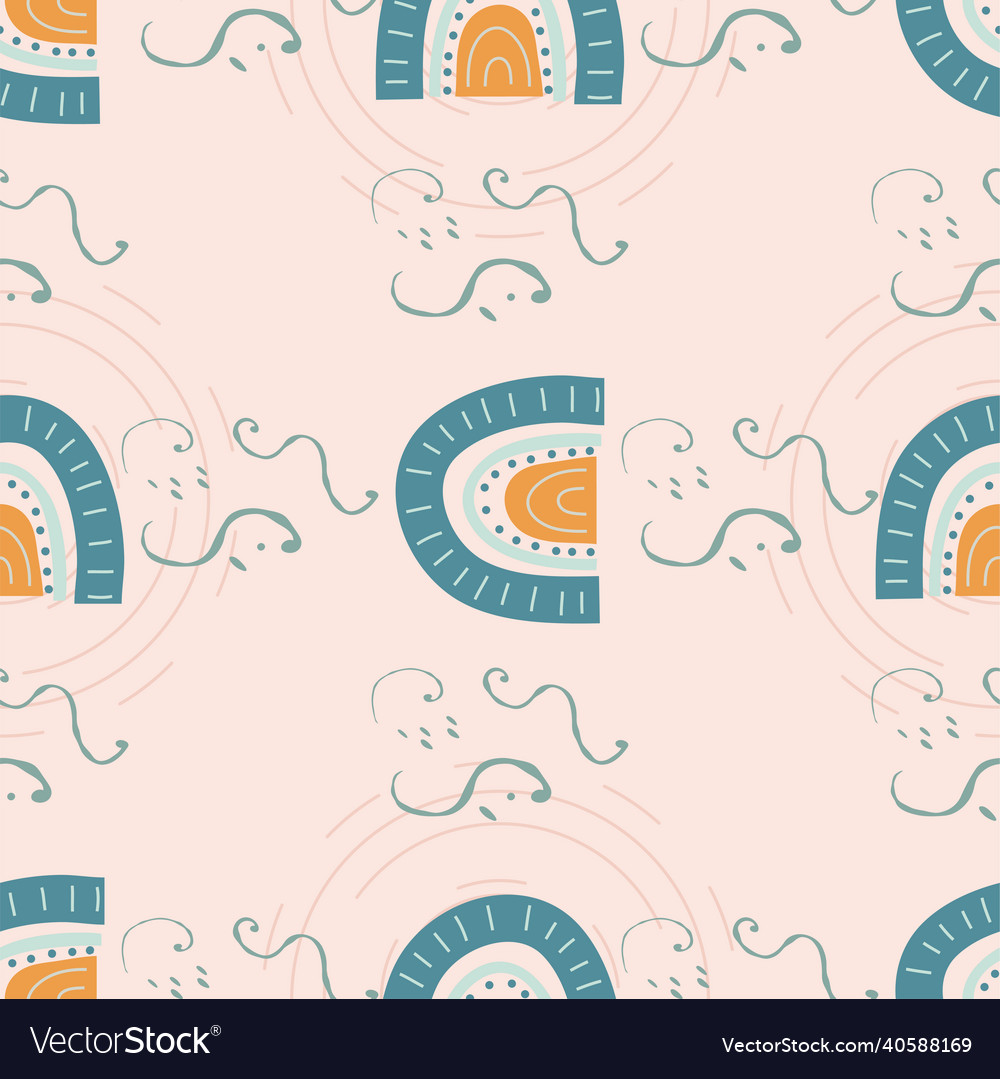 Seamless pattern with rainbows cute endless