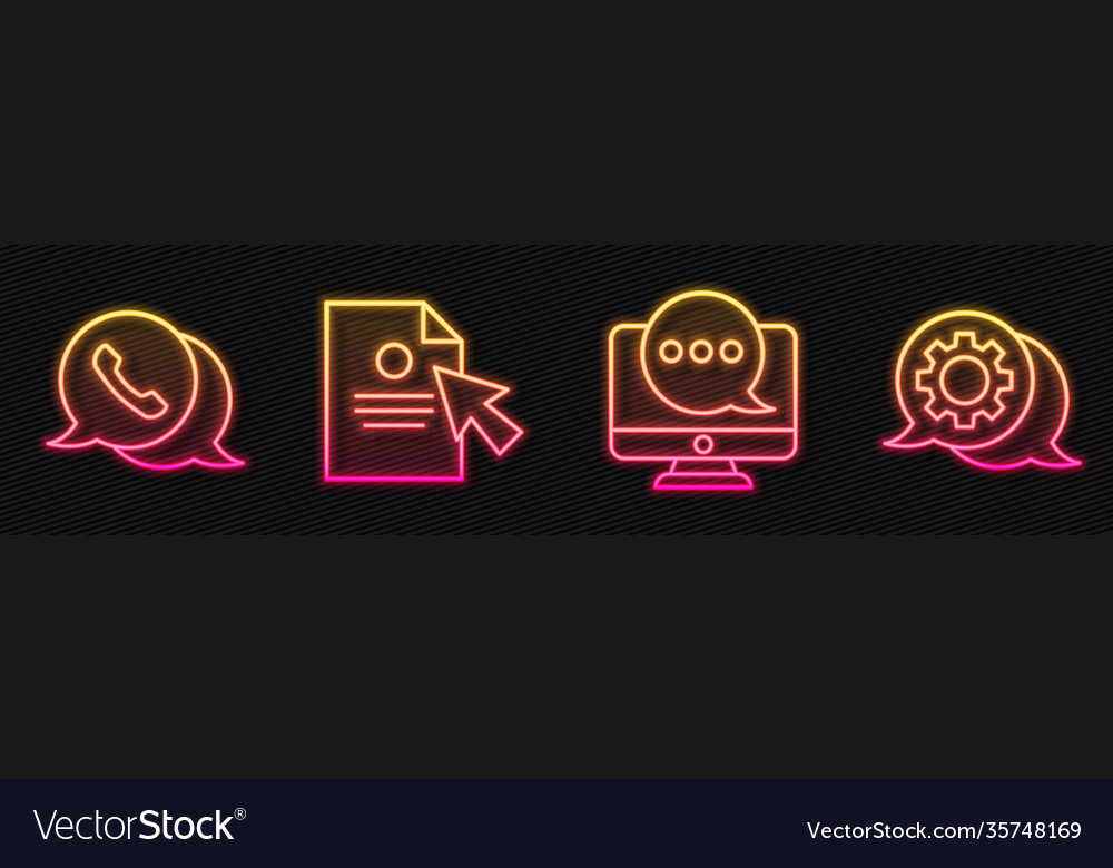 Set line chat messages notification on monitor vector image Set line chat messages notification on monitor
