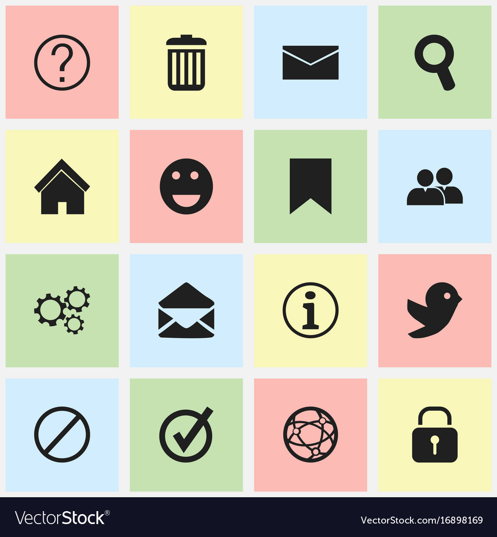 Set of 16 editable web icons includes symbols