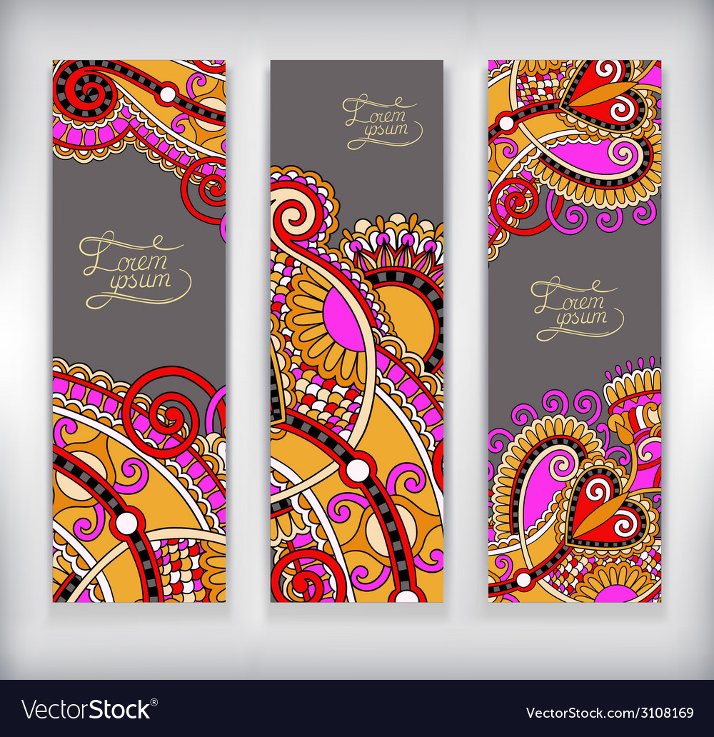 Set of decorative flower template banner card web Vector Image