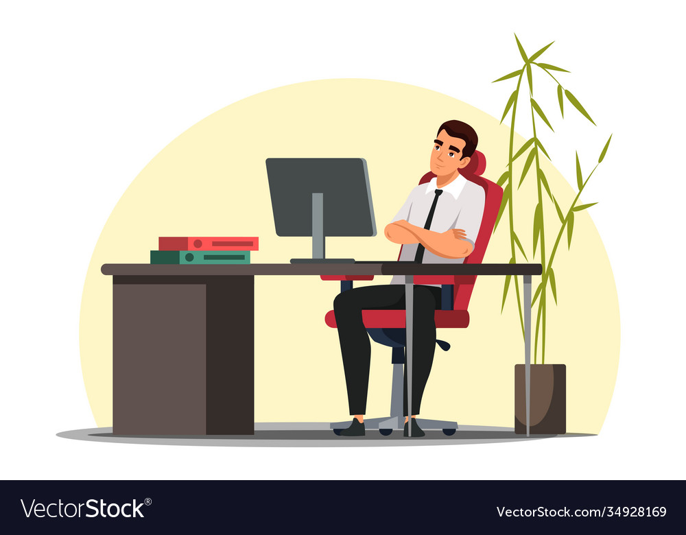 Smiling manager leaned back in chair dreaming Vector Image