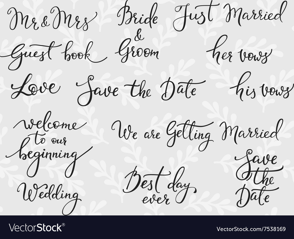 Wedding simple lettering decor Royalty Free Vector Image