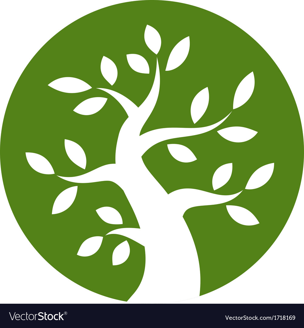 White Bold Tree icon on green background Vector Image