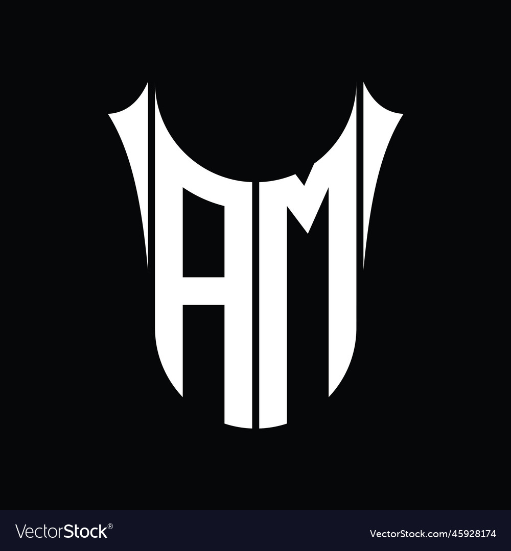 Am logo monogram shield sharp half round shape Vector Image Am logo monogram shield sharp half round shape
