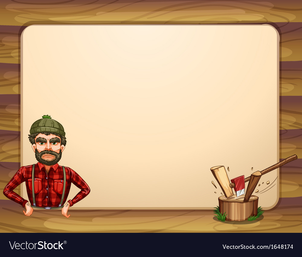 An Empty Wooden Frame Template With A Lumberjack
