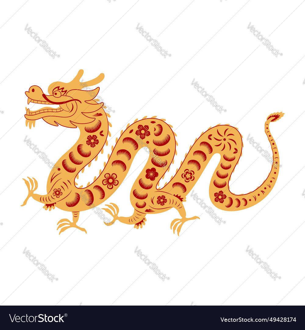 Asian zodiac sign paper cut chinese dragon vector image Asian zodiac sign paper cut chinese dragon