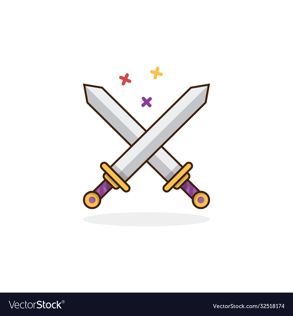 Crossed Swords Icon on White Background for Your Design or Logo. Vector  Illustration. Outline Style. Stock Vector