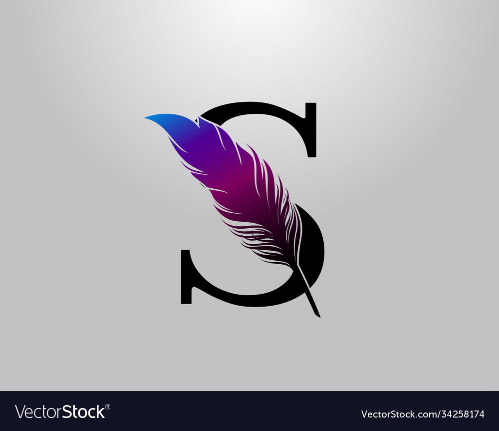 Feather s letter brand logo icon design concept