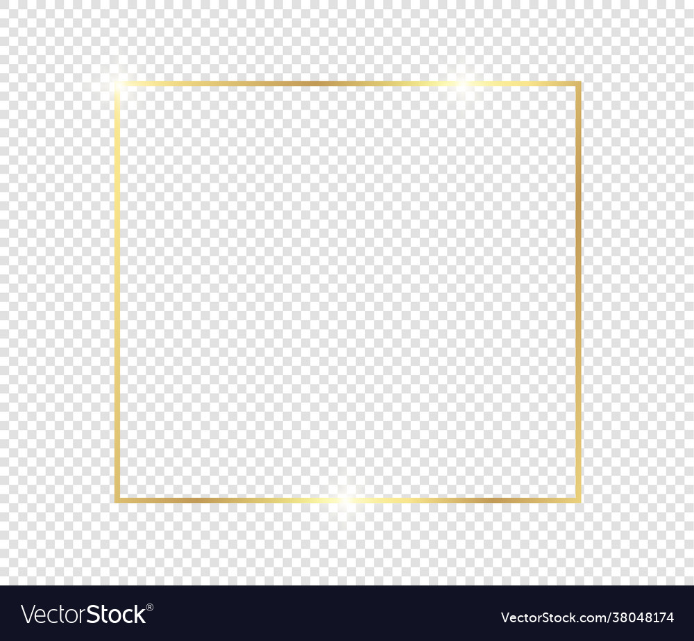 Gold shiny glowing frame with shadows isolated Vector Image