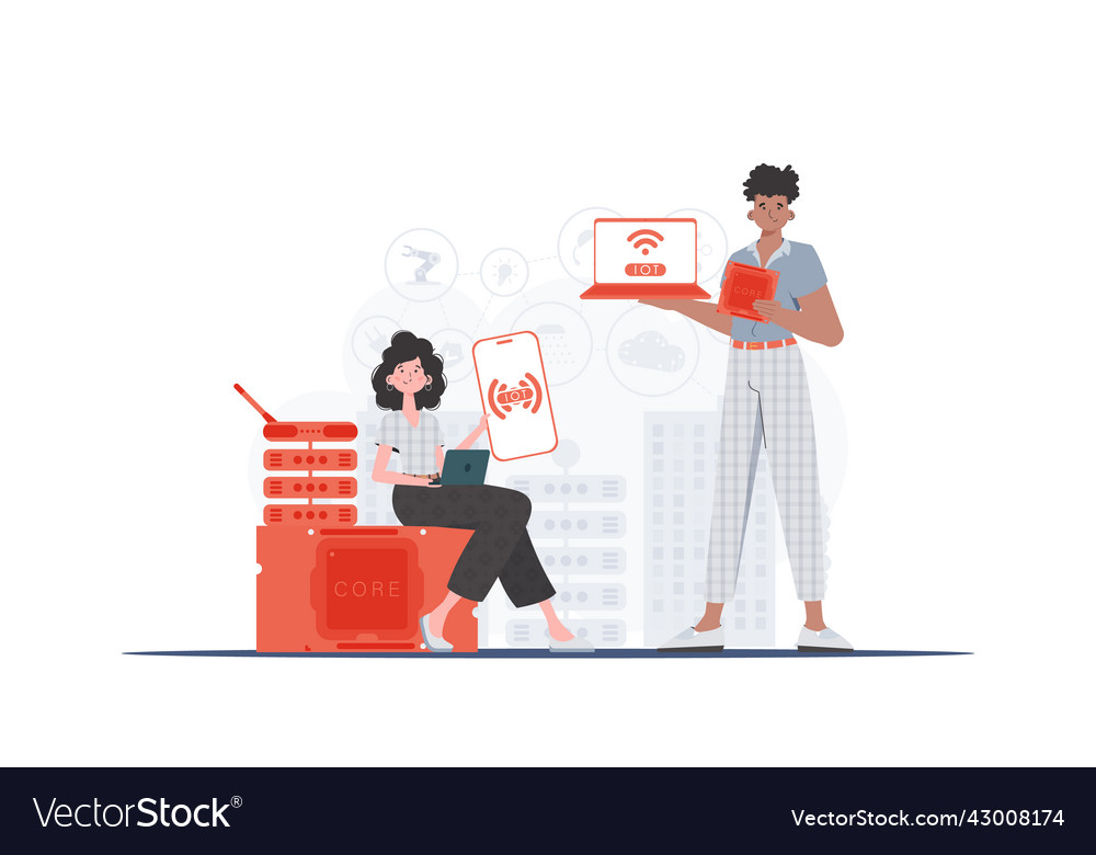 Iot and automation concept internet of things vector image Iot and automation concept internet of things