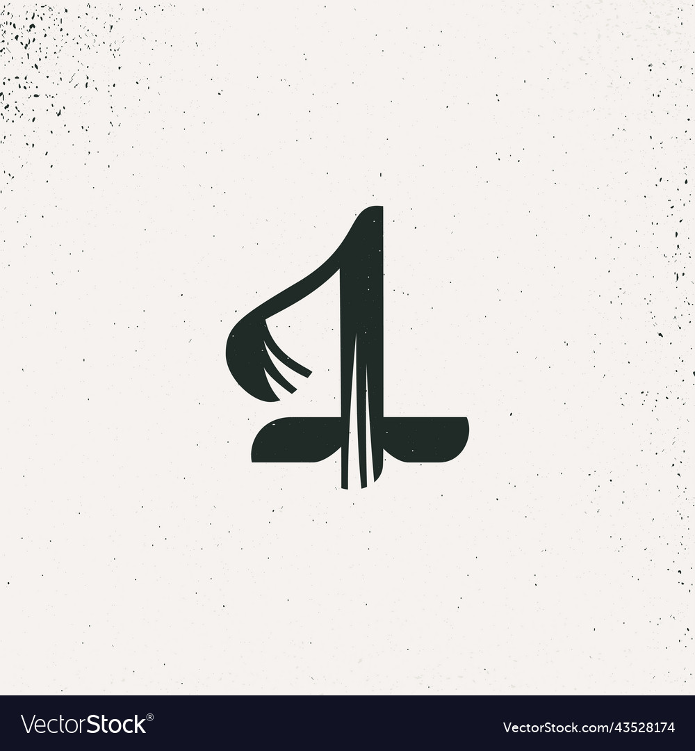 Number one icon in arabic script style rough