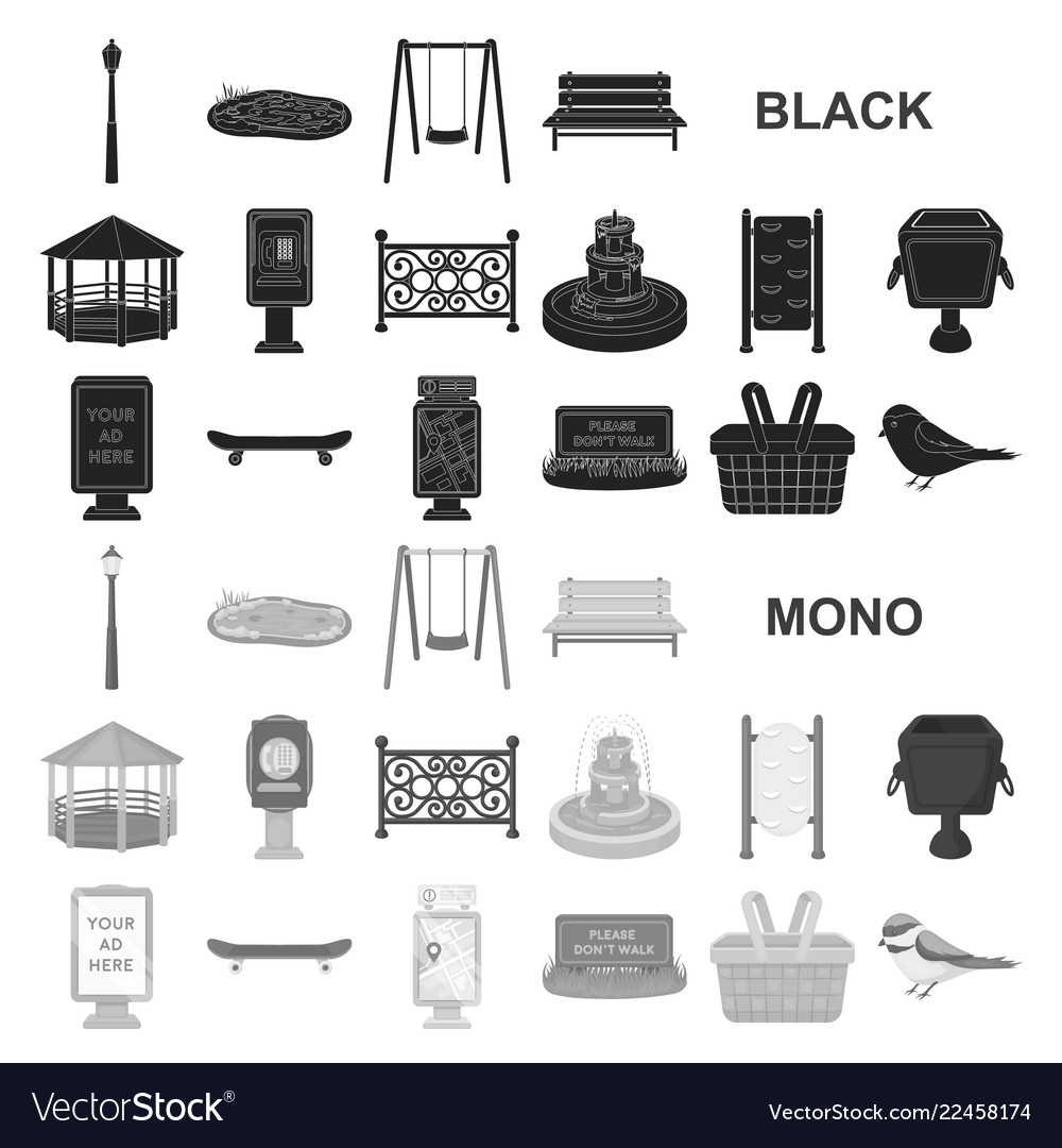 Park equipment black icons in set collection