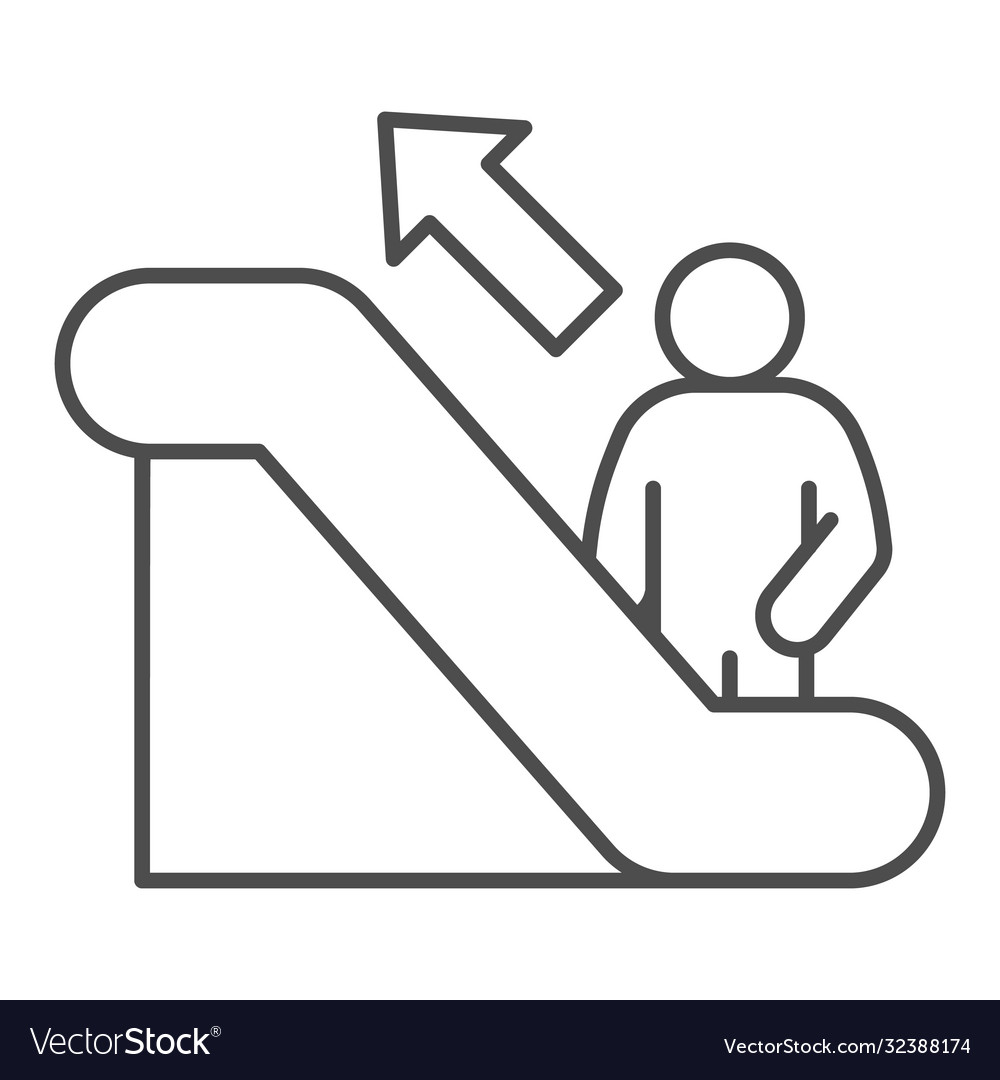 Person on escalator sign thin line icon Royalty Free Vector