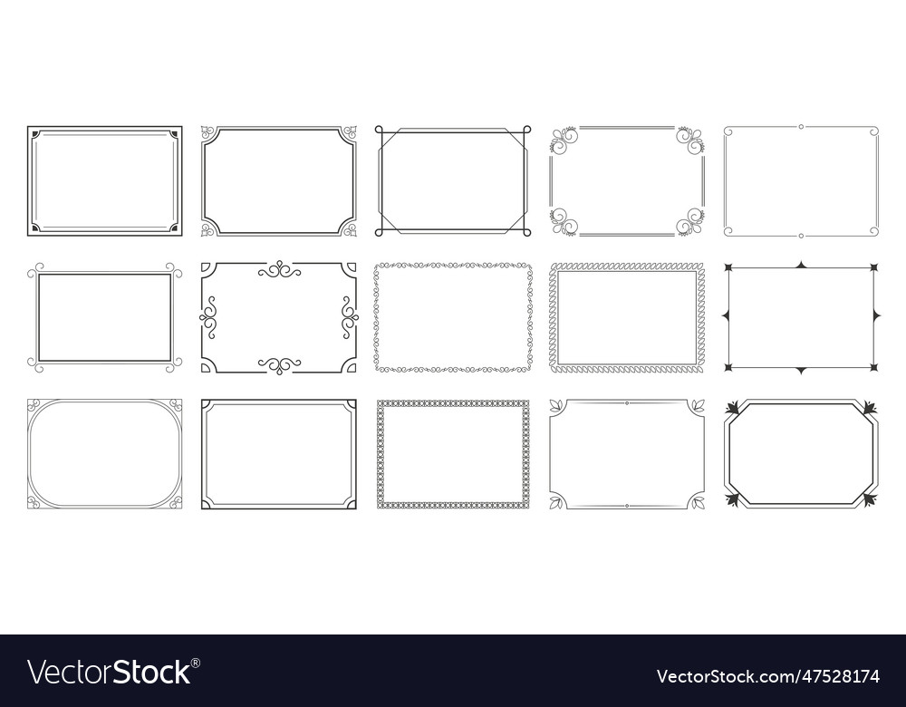 Rectangular calligraphic frames set